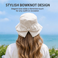 thumbnail image 6 of Women's Bowknot Wide Brim Sun Hat, Foldable Summer Beach Cap Breathable Polyester, 6 of 9