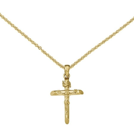 14kt Yellow Gold Polished 2D Crucifix with Jesus on Cross Pendant