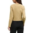 thumbnail image 3 of INSPIRE CHIC Work Jacket for Women's Button Down Collarless Long Sleeve Round Neck Casual Business Office Coat XS Khaki, 3 of 6