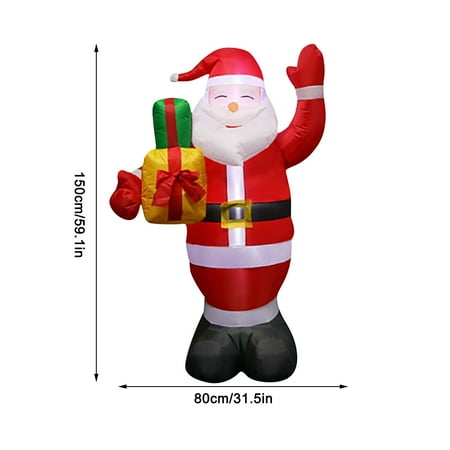 Inflatable Christmas Decorations 1.5M Santa Claus For Holiday Outdoor And Indoor Yard-Led Light Giant And Tall Blow Up Santa Clause For Party Outhouse Garden Lawn Winter Xmas Decor