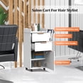thumbnail image 5 of OmySalon Salon Trolley with Wheels, 2 Drawers & 1 Storage Cabinet, Salon Cart for Hair Stylist, Portable Styling Station for Barbershop Beauty Spa, 5 of 8