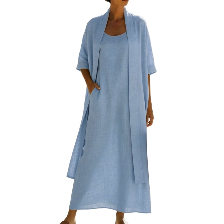 blue cardigan dress Light Blue Ribbed Sleeveless Dress Cardigan Set