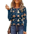 thumbnail image 4 of Tops Navideños Para Mujer, Blusas de Manga Larga, Botones, Entrenamiento, Estampado, Costura de Encaje, Erógeno Odeerbi  ODB194241, 4 of 6