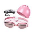 thumbnail image 2 of Juego de 5 gafas y gorro de natación con pinza nasal y tapones para los oídos. Gafas de natación profesionales para piscina, buceo deportes acuáticos. Rosa, 2 of 8