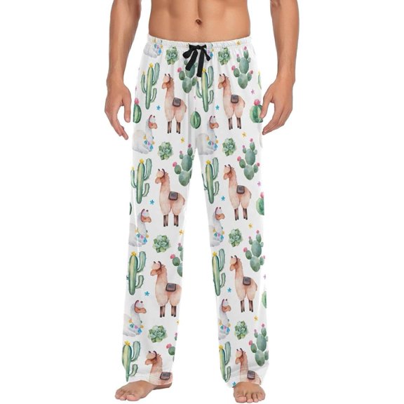 GZHJMY Alpaca Pajama Pants for Men, Lounge Pants Lightweight Men Pajama Bottoms with Drawstring Pockets, Christmas New Year Birthday Gifts, Small