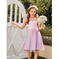 thumbnail image 3 of Arshiner Girls Dress Contrast Mesh Puffy Short Sleeve A Line Casual Party Dress, 3 of 5