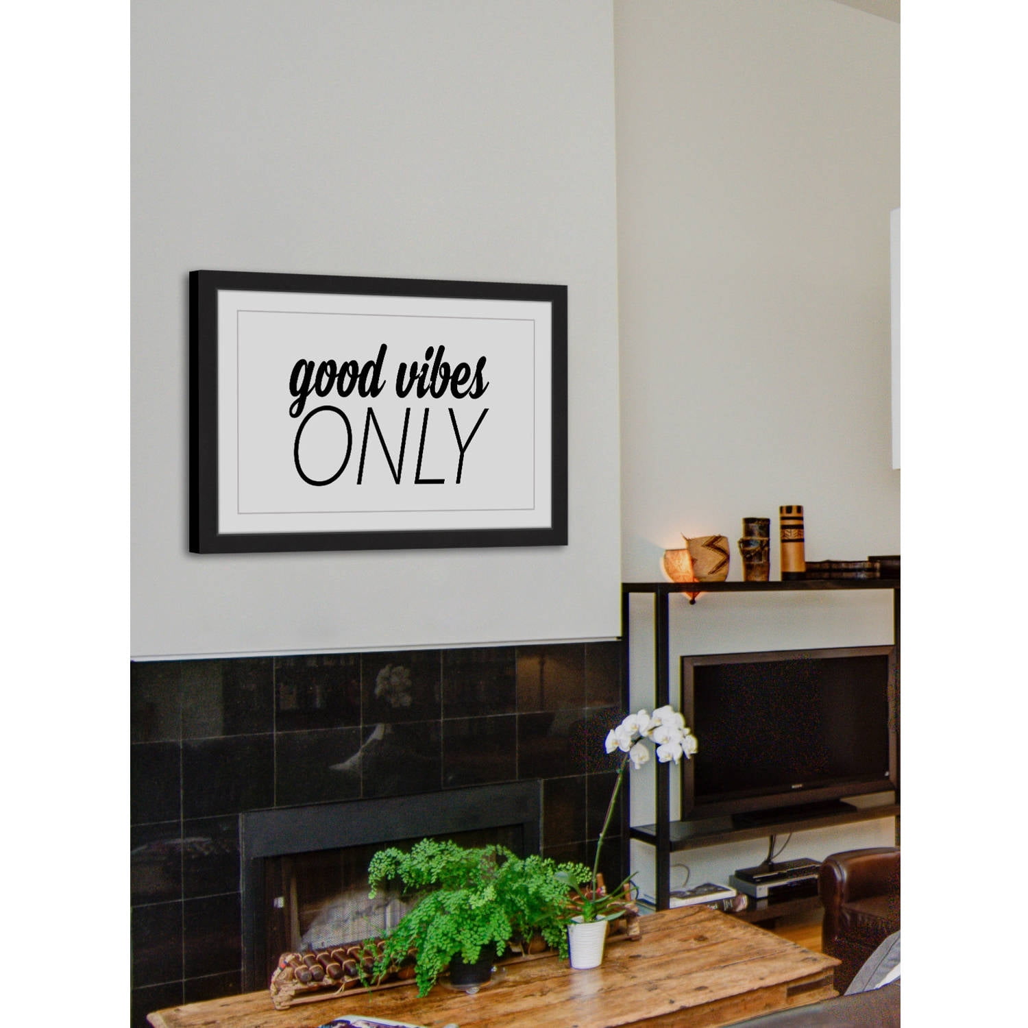 Marmont Hill "Good Vibes Only" by Diana Alcala Framed Painting Print
