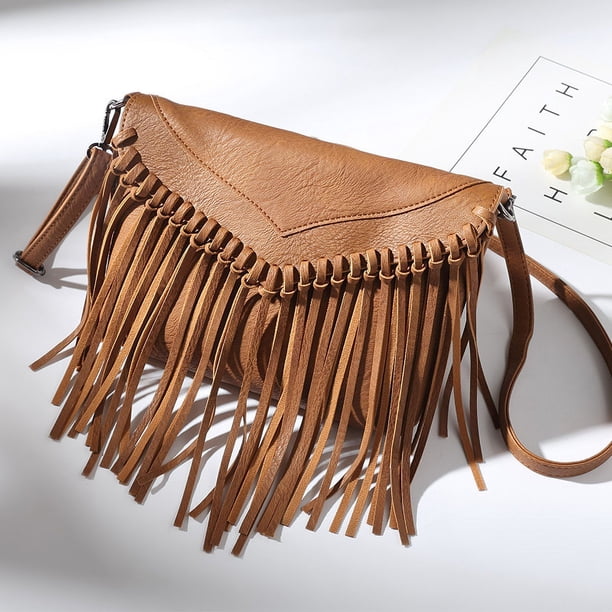 Bolso de mano con borlas tipo sobre para mujer, estilo europeo y americano, tipo mensajero, fino