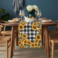 thumbnail image 2 of Sunflowers Table Runner - 48 Inch Long, Kitchen Dining Table Runner Dresser Scarves, Farmhouse Summer Floral Black White Plaid Farmhouse Decor for Coffee Tables Wedding Party Banquet, 2 of 8