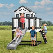 Backyard Discovery Sweetwater Heights White Cedar Wooden Elevated Playhouse, Slide