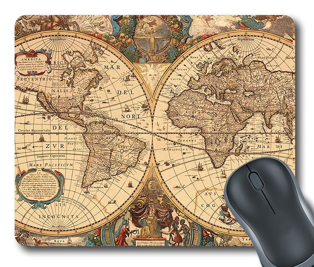 GCKG Vintage Retro World Map Mouse Pad Personalized Unique Rectangle