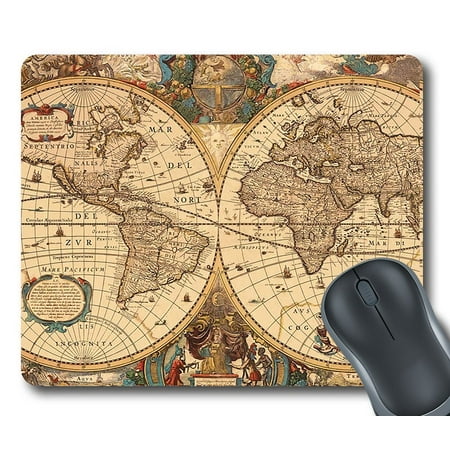 Gckg Vintage Retro World Map Mouse Pad Personalized Unique