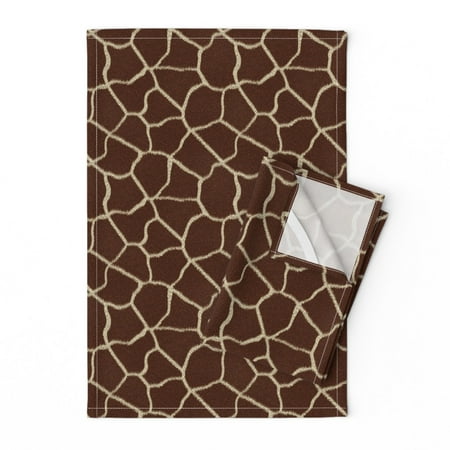 

Printed Tea Towel Linen Cotton Canvas - Giraffe Spot Animal Print Hide African Wildlife Spots Africa Print Decorative Kitchen Towel by Spoonflower