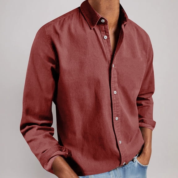 Kalauyu Mens Long Sleeve Button Down Shirts Wrinkle Free Shirts Casual Dress Shirt for Men