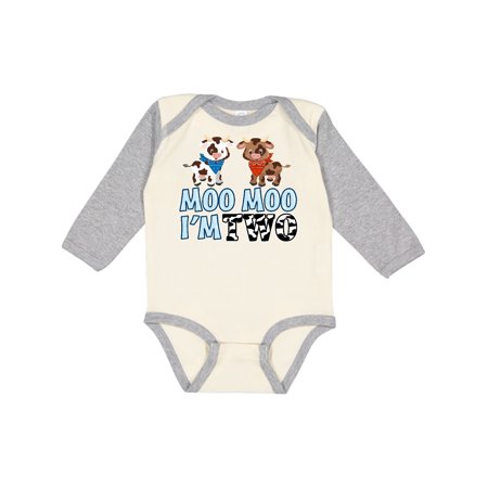 

Inktastic Moo Moo I m 2 with Cute Holstein Cows Gift Baby Boy or Baby Girl Long Sleeve Bodysuit