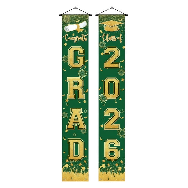 Class 2026 Green Gold Graduation Banner for Doorway Porch Flags Banners & Accessories Marks