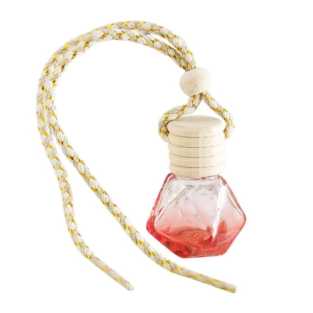 Feltree Pack Hanging Car Freshener Perfume Diffuser, Empty Refillable Colorful Glass Diffuser Oil Aromatherapy Fragrances Pendant Vials