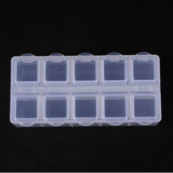 20pcs Cuboid Plastic Bead Containers Flip Top Bead Storage 10 Compartments White 8.8x4.4x2.05cm