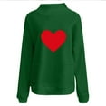 thumbnail image 5 of GuzomFashion Valentine's Day Womens Mock Neck Graphic Sweatshirt, Green with Red Heart, Oversized Pullover with Kangaroo Pocket, Soft Polyester S-XL,Size XL, 5 of 5