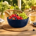 thumbnail image 7 of HHGBAD Embellished Floral Serving Bowl, Round Plastic Cereal Bowl, Ideal for Breakfast, Snacks, Soup, Perfect for Family Meals and Gatherings, Great for Home Chefs, Navy Blue, 7 of 7