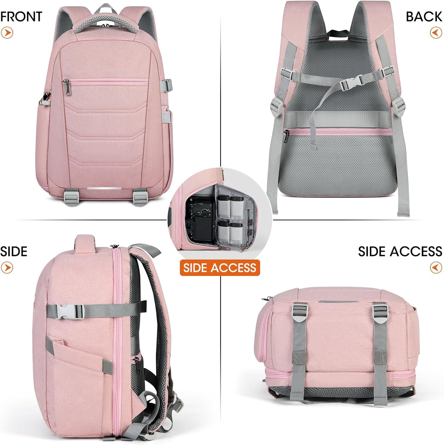Camera Bag Backpack Professional for DSLR SLR Mirrorless Camera Waterproof Laptop Back Pack 14 Inch with Rain Cover Anti Theft Travel Case Large Capacity Photography Backpack Black