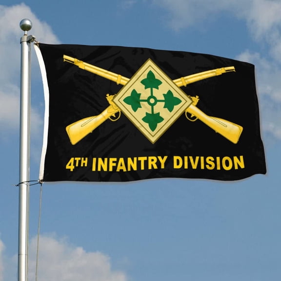 4th Infantry Division US Army Military Flag 3x5Feet Outdoor Indoor Decoration Flag Double Stitched Polyester with Brass Grommets