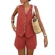 thumbnail image 1 of Conjunto de Chaleco sin Mangas y Shorts para Mujer PRETTYGARDEN Rojo Óxido Talla L, 1 of 7