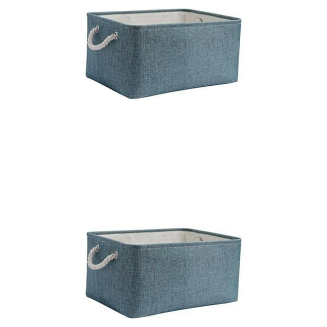 Decodeary Storage Basket With Sturdy Rope Handle - Wide Application Also Easy To Slide In And Pull Out Of Shelves Or Closet When Macaron Light Blue 36*26*16 2PCS