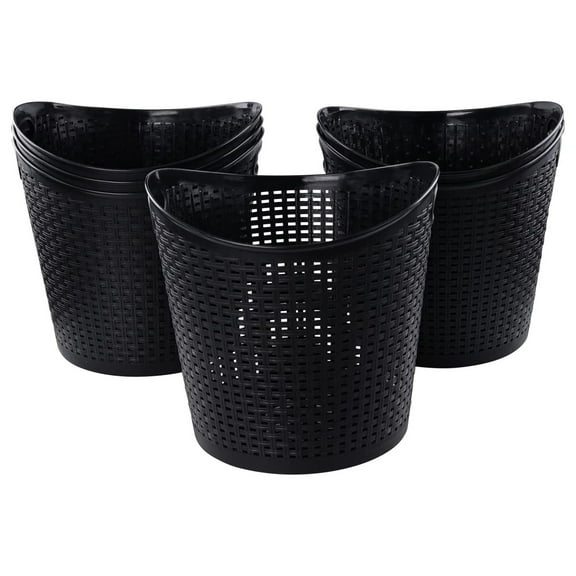 40L Plastic Tall Laundry Basket, Black Laundry Hamper with Handles, 6 Packs