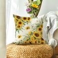 thumbnail image 4 of Sm:)e Sunflower Summer Pillow Cover Set of 2 - 18x18 Inch Eucalyptus Shell Polyester Decorative Cushions, 4 of 6