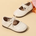 thumbnail image 5 of Girls Dress Shoes Toddler Little Kid Flats Mary Jane School Bowknot Flower Girl Party Ballerina Flat Shoes Beige 32, 5 of 5
