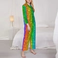 thumbnail image 3 of Honeii Glitter Rainbow print Women's Pajama Sets Long Sleeve Button Down Sleepwear Nightwear Soft Pjs Lounge Sets-Small, 3 of 7