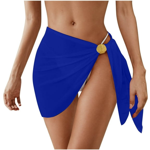 Women's Sheer Chiffon Sarong Cover-Up - Beach Short Wrap Skirt for Swimwear, Lightweight Bikini Wrap & Scarf for Poolside or Resort