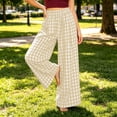 thumbnail image 5 of Palazzo Pants For Women High Waist Plaid Print Wide Leg Pants Casual Stretch Waistband Pants With Pockets Loose Fit For A Preppy Look Womens Pants, 5 of 6