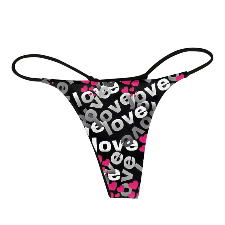  Sexy Valentine Day Thongs For Women Low Waist Stretch Straps  Panties after Birth Underwear for Mom Black : Clothing, Shoes & Jewelry