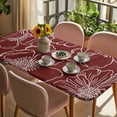 thumbnail image 3 of Red Flowers Table Cloths for 3 Foot Rectangle Tables, Spring Floral Botanical Modern Art Patio Waterproof Elastic Fitted Tablecloths, Washable Rectangular Table Cover for Camping, 3 of 8