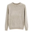 thumbnail image 4 of Women's Ribbed Stripe Knit Sweater, Crew Neck Short Sleeve Pullover Top with Textured Pattern, ​​2025 Spring and Summer​​ Fashion Casual Blouse, Soft Comfortable Base Layer for Daily Wear Beige L, 4 of 4