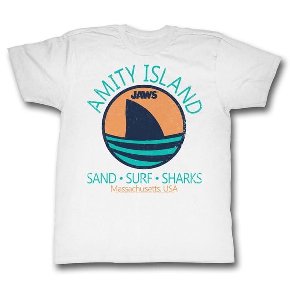 Jaws Shark Fin White Adult T-Shirt 5Xl