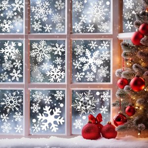 White Snowflake Window Clings Window Snowflake Stickers for Christmas