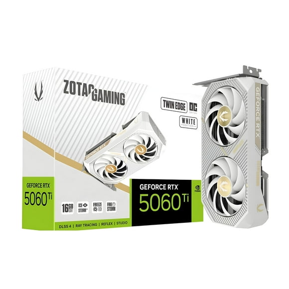Tarjeta de Video ZOTAC GAMING GeForce RTX 5060 Ti Twin Edge OC White Edition 16GB GDDR7 ZT-B50620Q-1