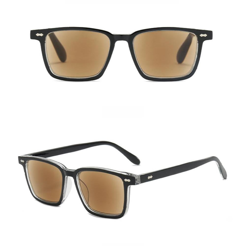 Men's Tinted Brown Reading Glasses Women's Square Classic Black Transparent Readers Sunglasses UV400 +3.00