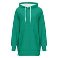 thumbnail image 5 of Krdevn Women's Casual Solid Color Hoodie - Medium-Length Loose Fit -Lined Top with Split Hem for Everyday Comfort,Size:S, 5 of 6