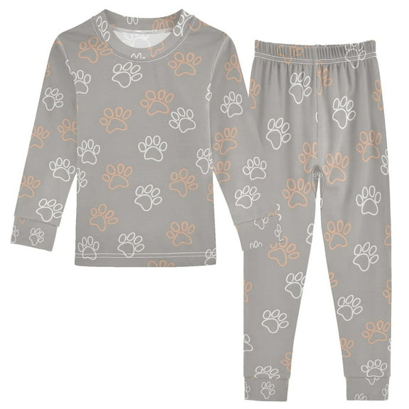 joogoo Paws Retro 2 Piece Long Sleeve Tee and Pants Cotton Pajama Set 5Y