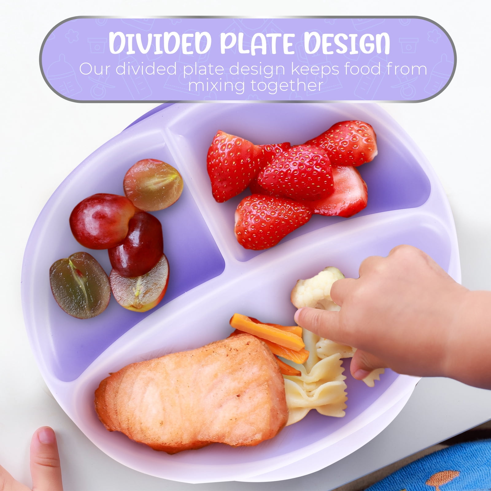 Baby Self-Feeding Suction Plate – Grip Dish, Food-Grade Silicone Suction Plate for Weaning Babies, BPA-Free (Lavender)