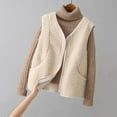 thumbnail image 6 of Fiaer Womnes Vest Full Zip up Oversized Tanks Sleeveless Solid Color Warm V Neck Loose Fit Tops with Pockets Beige XL, 6 of 7