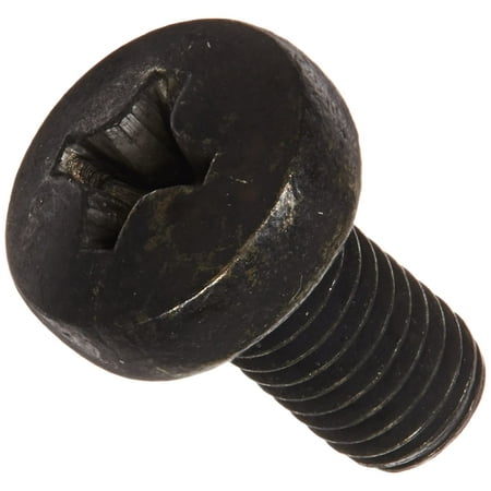 

18-8 Stainless Steel Pan Head Machine Screw Black Oxide Finish Meets DIN 7985 #2 Phillips Drive M5-0.8 Thread Size 10 mm Length Fully Threaded Imported (Pack of 25)