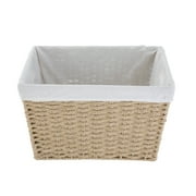 Mainstays Medium Tan Woven Paper Rope Decorative Storage Basket with Removable Liner, 13 in x 7.8 in x 9.8 in