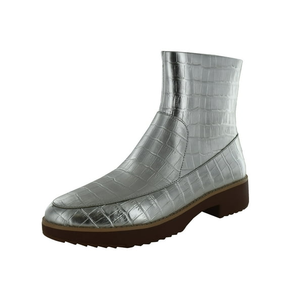 Fitflop Womens Kinbey Croc Embossed Ankle Boot Shoes, Silver, US 6.5