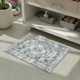 thumbnail image 6 of Blue Bathroom Rugs, Distressed Farmhouse Boho Bath Mat, Comfy Velvet Small Bath Rugs Non Slip Washable, Vintage Oriental Toilet Rug for Sink Shower Vanity, 18x26 inch, 6 of 6