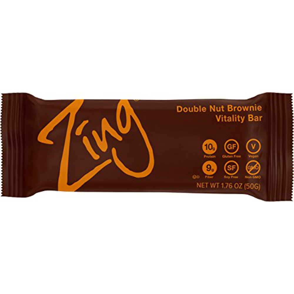 Zing Bars Nutrition Bar Double Nut Brownie 1.76 oz Bars Case of